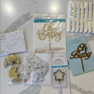 Gold and Silver Baby Shower Party Supplies Set